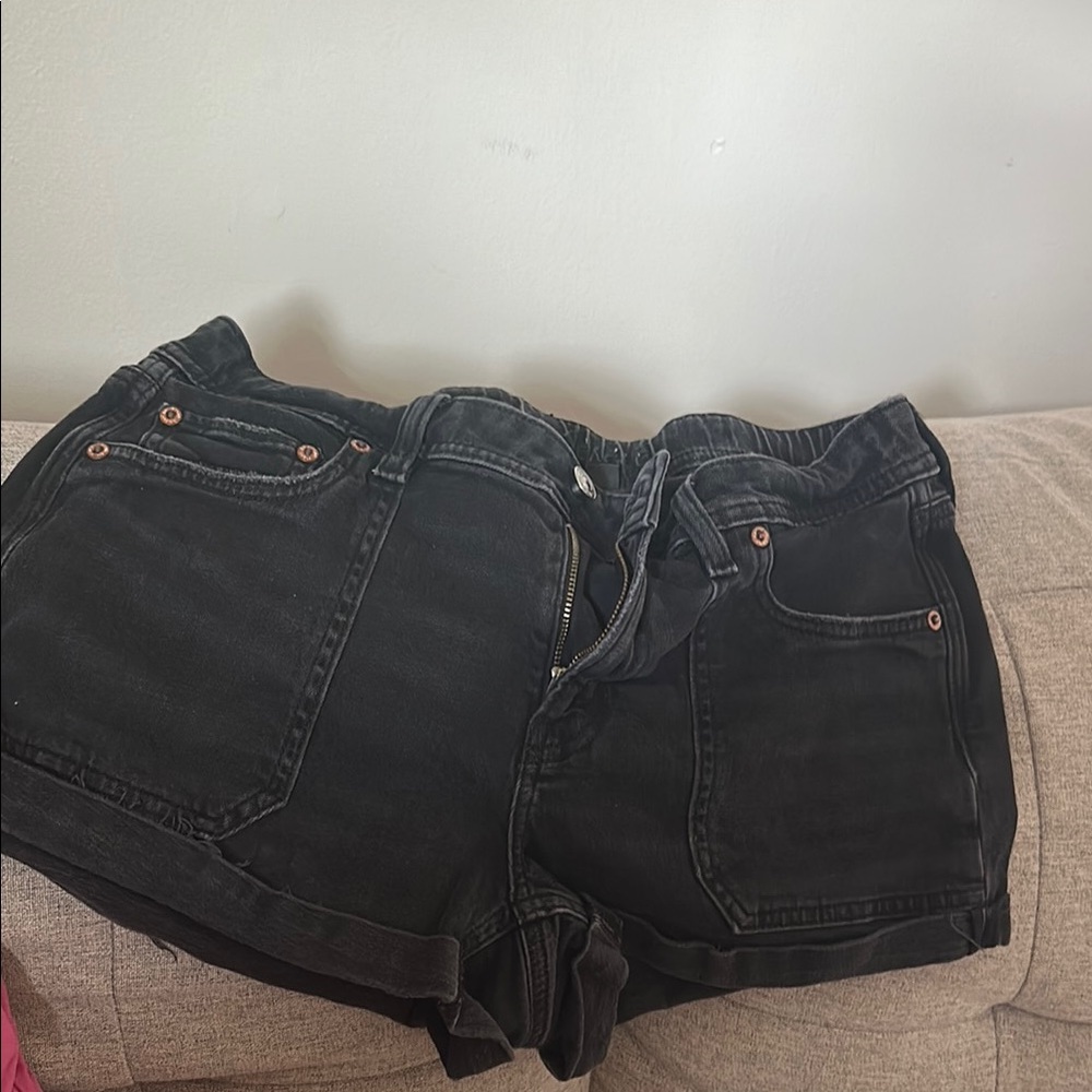 American Eagle Outfitters Black Jean Shorts Distressed Casual